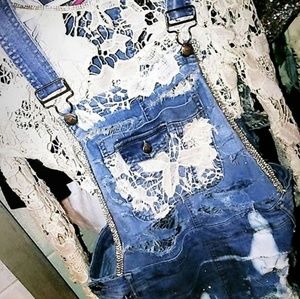 Custom Lace plus size Overalls